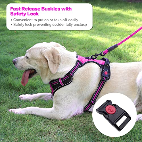 Syeenify No Pull Dog Harness, Adjustable Soft Padded Dog Vest, Medium Large Dog Harness With 5Ft Dog Leash,Reflective No-Choke Pet Oxford Vest With Easy Control Handle #TOP2