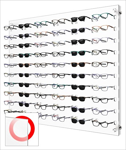 Optical Display for 60 Eyewear Frames - Wall Mount Acrylic Eyewear or Sunglass Display Package in Frosted White for 60 Frames â€“ 31.25â€ (H) X 36.5â€ (W)