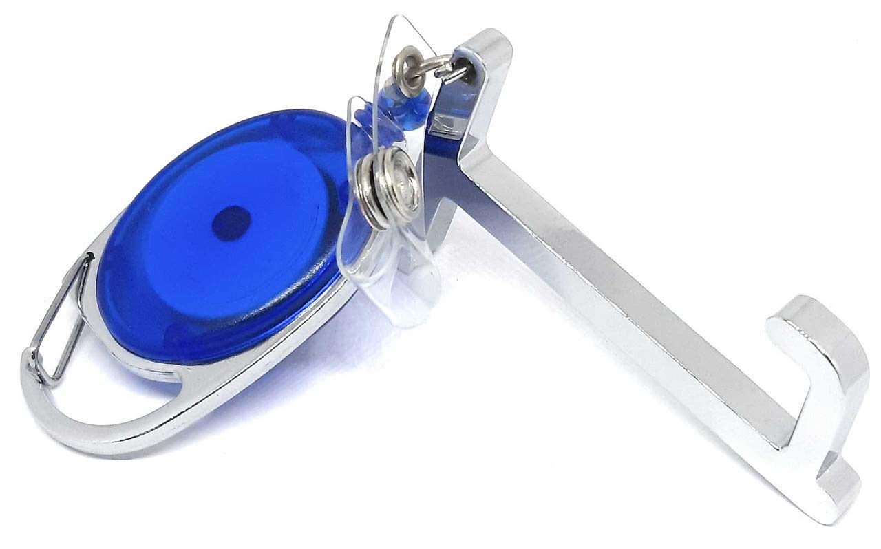 Virus Free No Touch Hands Free Protection Key Touchless Key for Door Opening, Operating ATM, Lifting Shopping Bags, Etc Etc Silver, Blue Key Chain-image-40