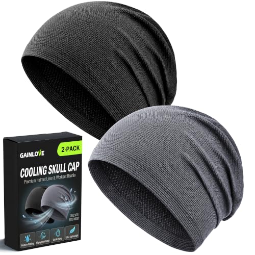 Gainlove 2 Pack Cooling Skull Caps for Men & Women Breathable 3D Mesh Sweat Wicking Running Hat for Cycling Helmet & Hard Hat Liner