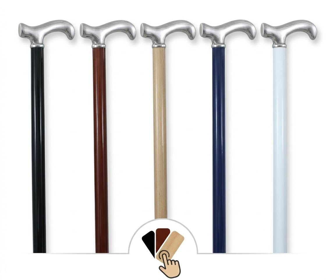 Derby - Bastón de paseo de 97 cm, color negro, elegantes y ergonómicos para ancianos. Bastones a medida para hombre y mujer Italia