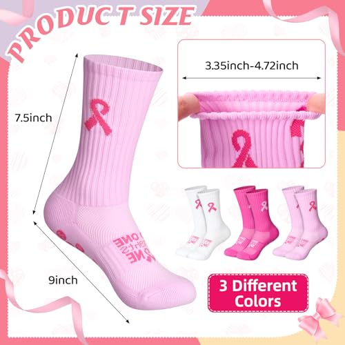 Breast Cancer Awareness Football Socks for Men Women Pink Ribbon Non Slip Crew Socks for Football Volleyball Sport2