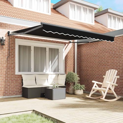 Auvent rétractable en aluminium et polyester noir store extérieur top