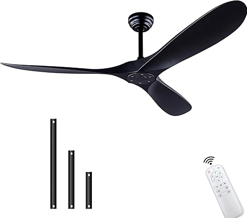 Miniatura 5 de Ventilador de techo de 60 pulgadas con control remoto sin luces, moderno motor DC reversible para interiores y exteriores, ventiladores de techo de