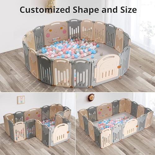 Image of UANLAUO 2 Panels Foldable Baby Playpen Play Yard, Durable Panels for Secure Play Areas
