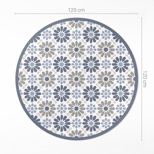 Tapis vinyle ø120 cm cuisine salon rond résistant à la rayure - 4