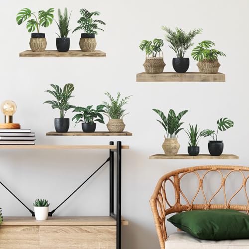 Image of Green Plant Wall Stickers, 3D Bonsai Tropical Betterfly Creative Vinyl Peel and Stick Removable Wall Art for Living Room Bedroom Home Office (Green Plant 4)