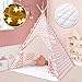 Tipi Enfant avec Tapis & Lumières- Grande Maison de Jeu Pliable Solides intérieure extérieure- Chevron Rose Toile Enfants Jouent Tente