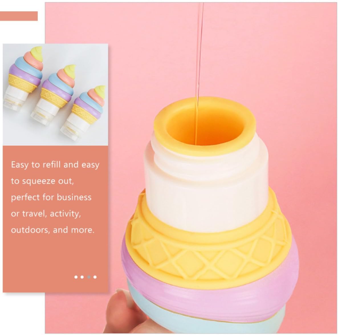 Silicone Travel Bottles Set with Easy to Squeeze Design Refillable Leakproof 3pcs Toiletry Containers and Compact Size for Outdoor and Travel Use image 4