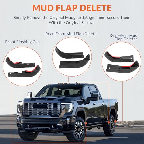 Image of mud Flaps Splash Guards 2019-2025 gmc Sierra 1500 no Drilling Required 6-piece Front Rear abs Bendable Truck Fender Accessories mud Guards