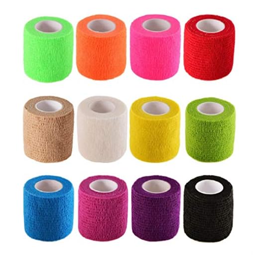 B&S FEEL Self-Adhesive Elastic Wrap Bandage Tape(2 Inches x 5 Yards, Pack of 12) (Assorted Color)