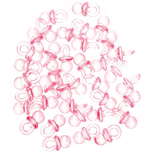 Imagen de HOODANCOS 100 piezas Chupetes Miniaturas Acrílicos Transparentes para Decoración Shower Adornos Colgantes Pequeños para Fiesta Accesorios DIY Favor Niña Rosa