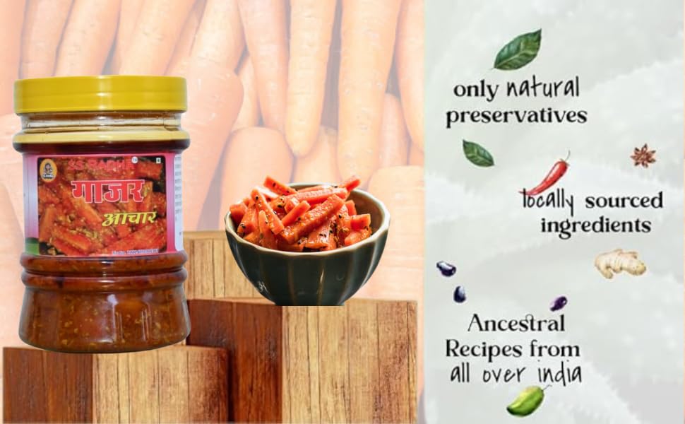 SS Radha Carrot Pickle β Authentic Indian Homemade Pickle, Spicy & Tangy | Gazar Ka Achar | Lohargal Ka Prasidh Achar | 800 Gram 4