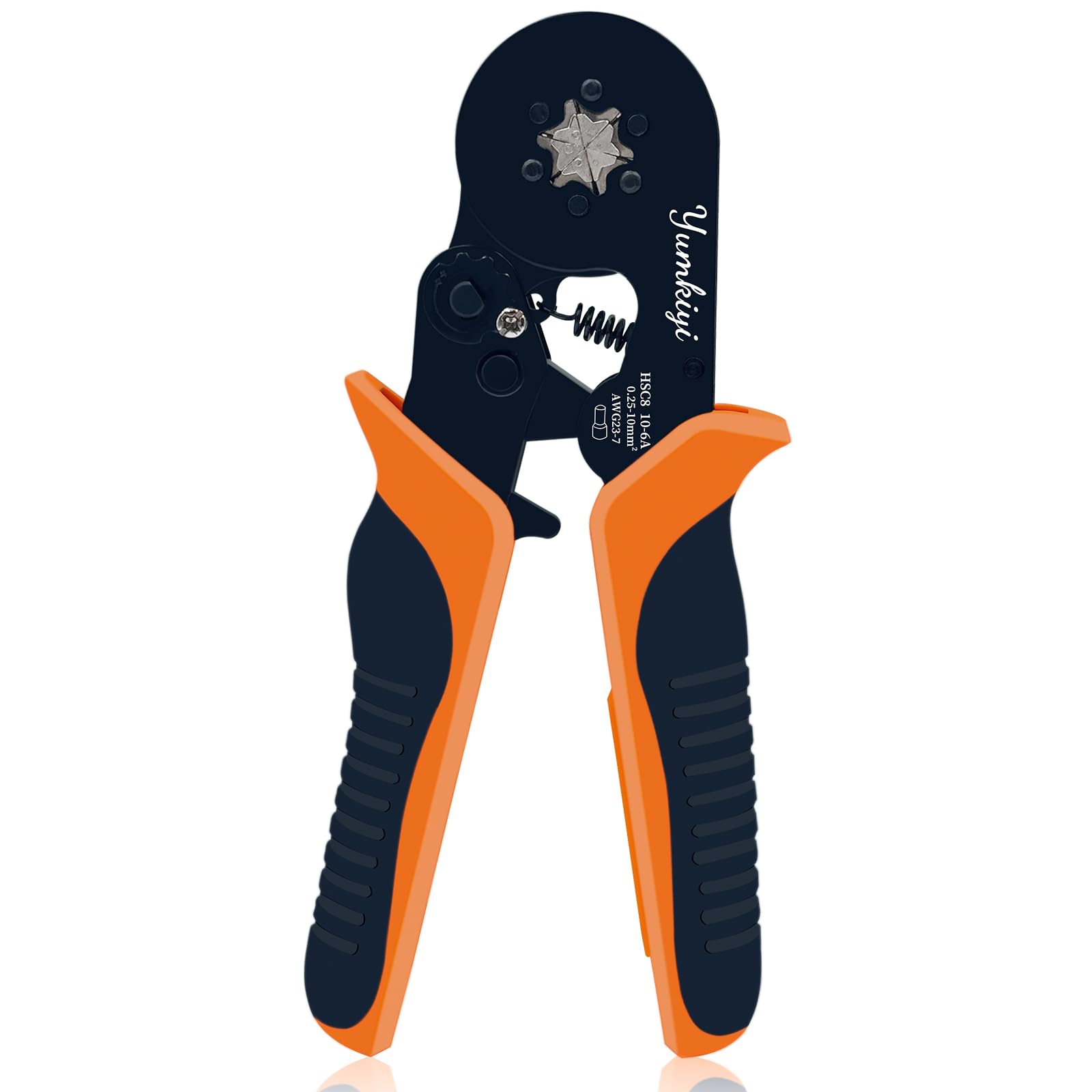 Yumkiyi Ferrule Crimping Tool for Crimping AWG (23-7) Wire Terminals, Hexagonal Wire Crimper,Self-Adjustable Ratchet Ferrule Terminals Crimp Tool for