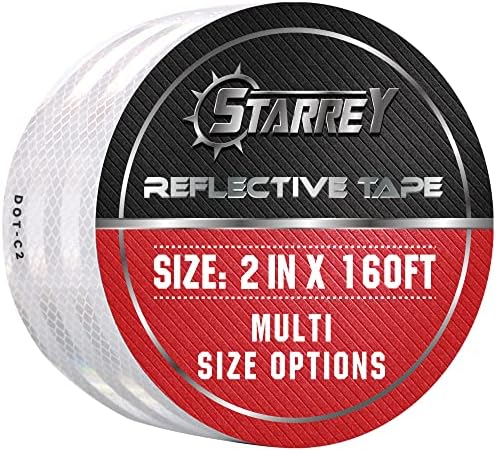 Reflective Tape 2 inch Wide 160 FT Long DOT-C2 High Intensity White - 2 inch Trailer Reflector Safety Conspicuity Tape for Vehicles Trucks Bikes Cargos Helmets