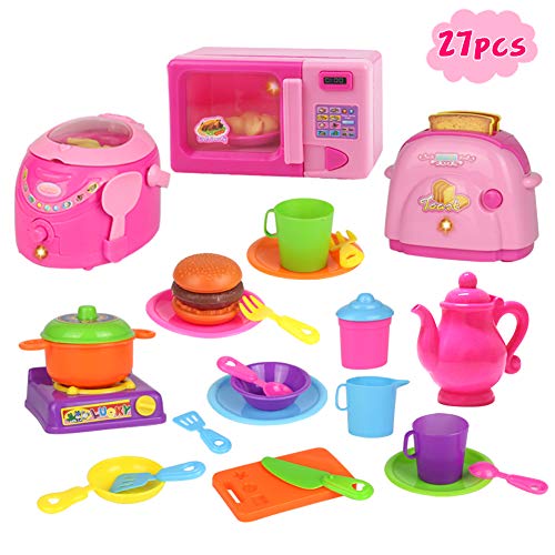 Preisvergleich Produktbild Nuheby Küchenzubehör Kinder Spielzeug-Rollenspiel Küchen-Spielzeugset Pädagogisches Spielzeug Kochspiel für Kinder Geschenk ab 3 4 5 Jahre Jungen Mädchen(27 Stück)