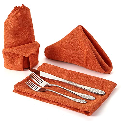 12 servilletas de tela naranja reutilizables 18" x 18" miniatura 3