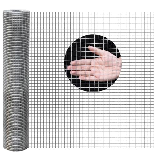DXDRT Hardware Cloth 1/2IN/1.3CM 19Ga/1mm Hot-Dipped Galvanized After Welding,Welded Wire Fencing Roll,Chicken Coop Wire Fencing Mesh,Garden Fence,Tree Guard,Rodent Wire,1Mx40M/36INx131FT