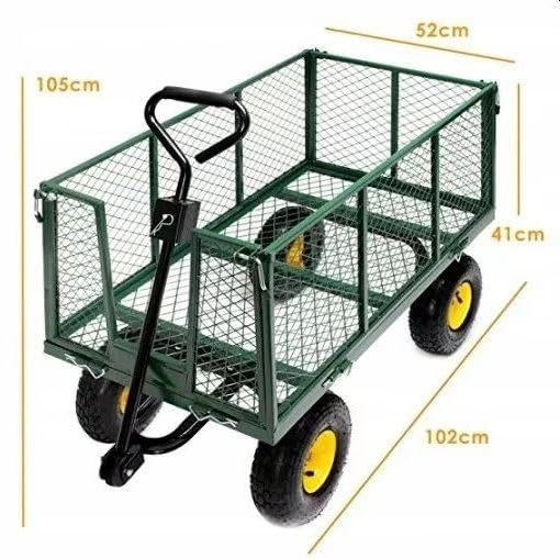 Gartenwagen Klappbarer Handwagen 550 kg Luftbereift Transportwagen mit Seitenwänden
