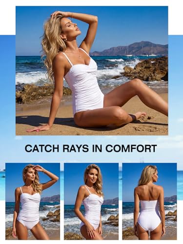 Image of RELLECIGA Women's Twist Front Shirred One Piece Swimsuit