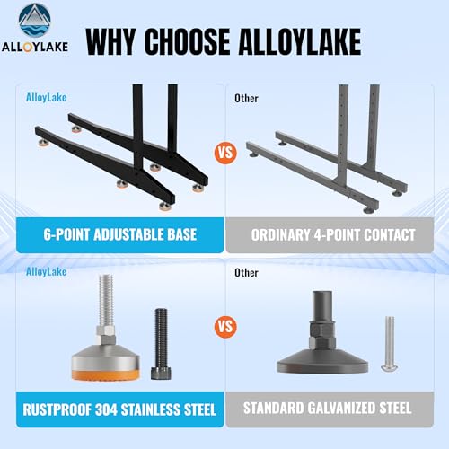 Image of 3-Tier Freestanding Kayak Storage Rack, Heavy Duty Outdoor Canoe Stand for Garage & Dock, 330 lbs Capacity, Rust-Proof 304 Stainless Steel Hardware (Black)