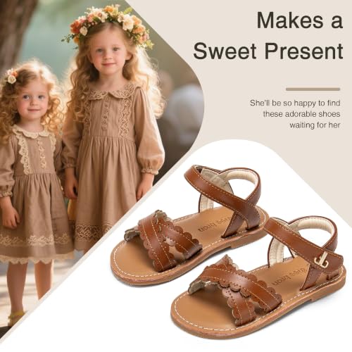 Image of THEE BRON Toddler Girls Sandals Wedding Flower Girl Dress Shoes Open Toe Flats