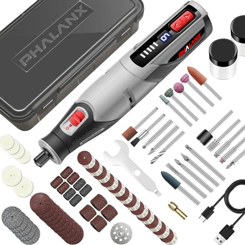 Rotary Tool - 4V Cordless Rotary Tool, PHALANX Rotary Tool Accessories, 80pcs 4000mAh Lithium Ion Battery, 9 Preset Tool