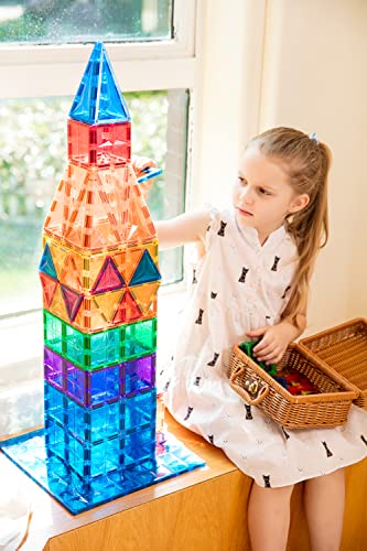 Megagontiles 182Pcs Magnetic Tiles | Stem Authenticated | Mega Magnet Tiles Set| Clear Magnetic Blocks | Magnetic Toys | Magnetic Building Blocks |Toddler Boys Girls 3-10 Year Old #TOP5