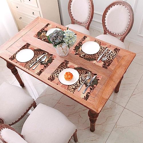 Sets de table en PVC résistant à la chaleur et antidérapants motif léopard pour table basse - 8