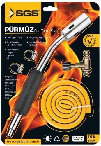 SGS Pürmüz Gaz Torch Seti, Vakumlu, Aygaz Musluklu, Profesyonel Pürmüz Başlığı, SGS801 Model