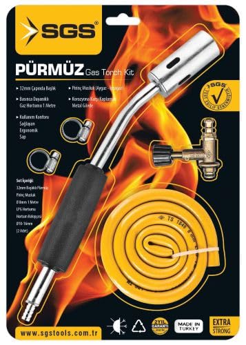 SGS Pürmüz Gaz Torch Seti, Vakumlu, Aygaz Musluklu, Profesyonel Pürmüz Başlığı, SGS801 Model