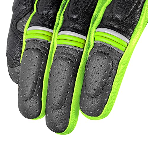 Image of Rynox Storm Evo 2 Gloves - CE Certified Gauntlet Gloves | Impact Protection | Scaphoid Protection | Abrasion Resistance - Hi-Viz Green Black, M