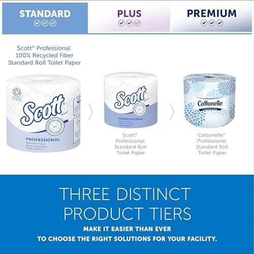 scott professional 100 recycled fiber standard roll bulk toilet paper 13217 2-ply elevated design white individually wrapped 80 rolls of 473 sheets 37840 sheet total