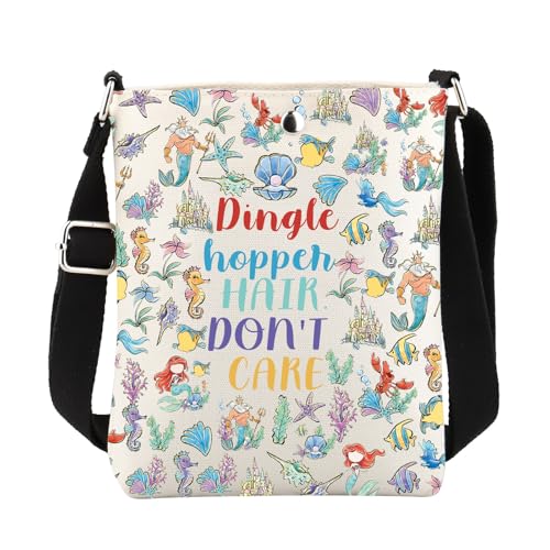 FUSTMW Fish Princess Gifts for Fish Lovers Ariels Crossbody Bag Dingle Hoppch Hair Don’t Care Cross Body Bucket Bag