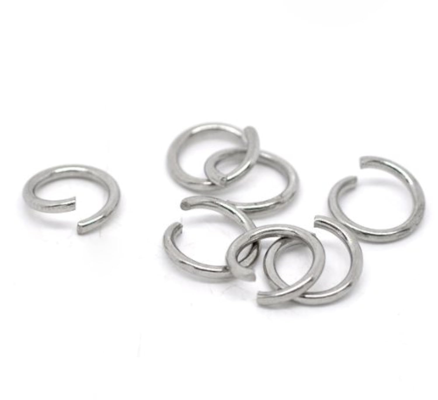 VALYRIA 200pcs Stainless Steel Open Jump Rings Connectors Jewelry Findings (9mm x 1.2mm)