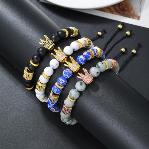 Pulsera para hombre con dije corona de acero inoxidable miniatura 4