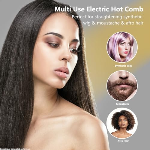 Peine eléctrico para alisar cabello con 19 niveles de calor miniatura 5