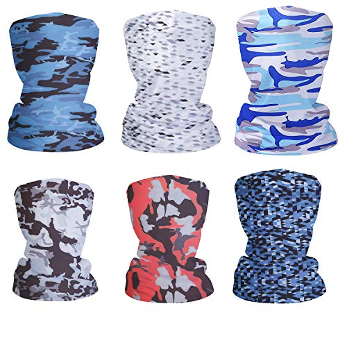 Neck Gaiter Mask Breathable Face Cover Cooling Sun Proof Face Mask Bandana Cloth Washable Face Scarf 6 PCS