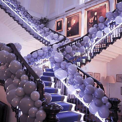 Image of PartyWoo Purple Balloon Arch Kit Garland 140 pcs Shades of Purple Lavender Lilac Balloons Different Sizes of 18 12 10 5 Inch for Baby Shower Butterfly Wedding Birthday Fairy Party Decorations