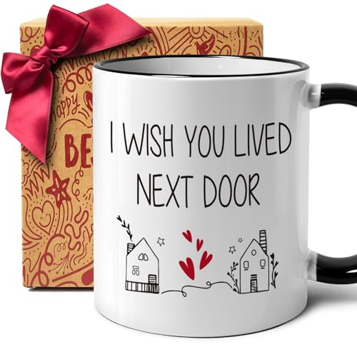 Funny Friendship Mug Gift for Women I Wish You Lived Next Door Mug Birthday Christmas Mugs Gifts Ideas for Friends/BFF/Sister/Bestie/Neighbor Moving Away Long Distance Housewarming mug gift-73