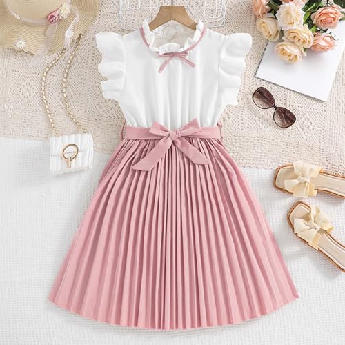 Toddler Girls Plaid Girls Summer Dress with Ruffled Sleeves Color Block Pleated Design Toddler Dresses2