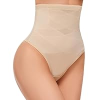 SIMIYA Thong Shapewear Tummy Control for Women High Waisted Stay-Put Body Shaper Stomach Compression Girdle Shapewear Thong