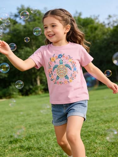 Image of Funnycokid Toddler Girls Graphic T-Shirt, Short Sleeve Tee, 2-8 Years