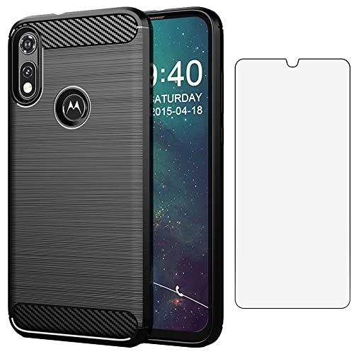 Asuwish Compatible with Moto E 2020 Motorola E7 Case and Tempered Glass Screen Protector Cell Accessories Silicone Phone Covers for MotoE MotoE7 E 7 7E 7th Generation Gen XT2052DL XT2052-1 Black