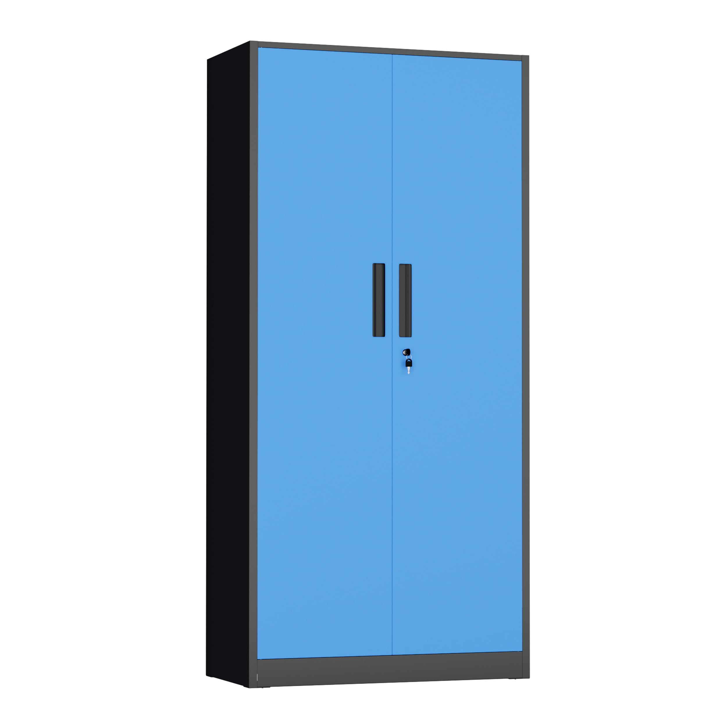 INTERGREAT Metal Storage Cabinet with Lock, 63" H Metal Cabinets Storage with 2 Doors and 4 Adjustable Shelves, Locking Garage Cabinet for Home Office, Kitchen, Bathroom (Black Blue)