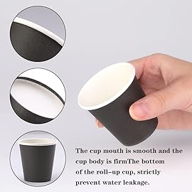 Huaiid 200 Count 3 oz Small Paper Cups, Black Disposable Mini Bathroom Cups, Disposable Mouthwash Cups, Small Paper Cup, Espresso Cup for Party Travel Picnic BBQ