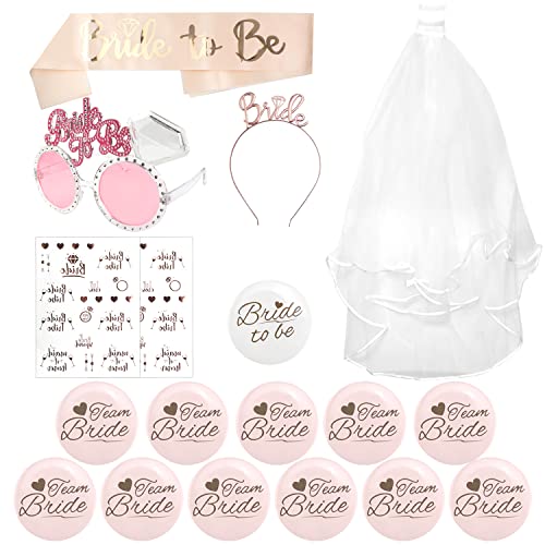 Tiara de novia y gafas para fiesta de soltera con kit decorativo de 18 unidades CHRI JGA