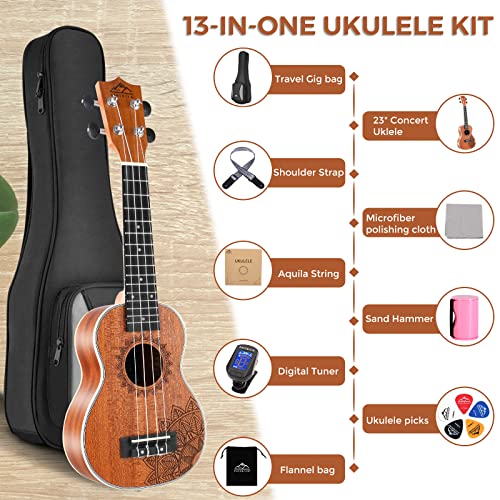 Image of EASTROCK Soprano Ukulele 21 inch Sapele Beginners Kit | Ukulele big package kit, suitable for adults and beginners, ideal for practice, daily playing, and home use