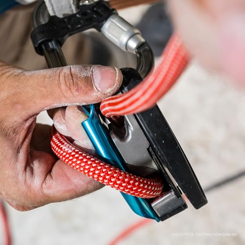 PETZL - Sicherungsgerät GRIGRI - Blockierunterstützung durch Klemmnocken, RED/ORANGE, Kompatibel mit Allen dynamischen Einfachseilen von 8,5 bis 11 mm