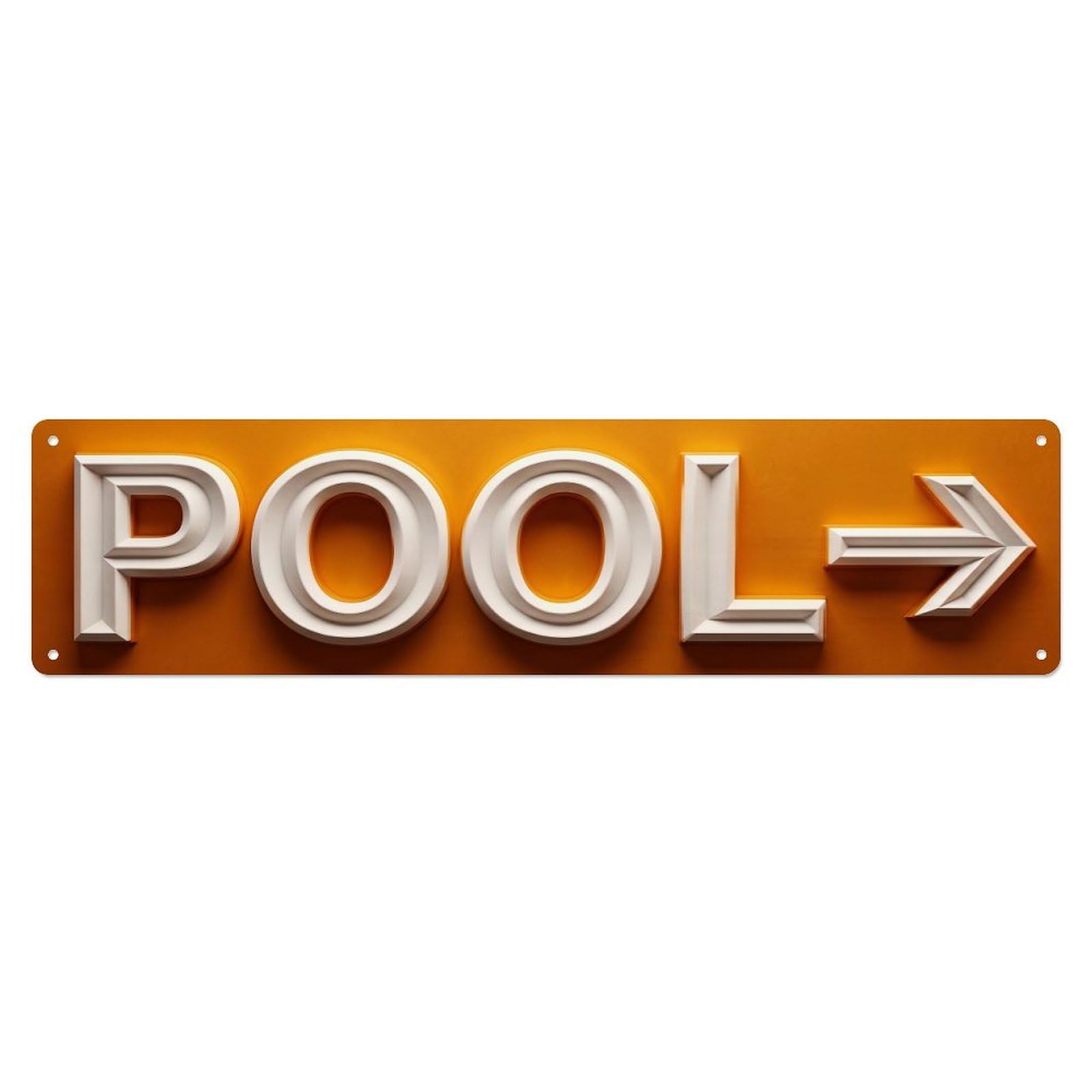 Swimming Pool Amber Orange Metal Tin Sign